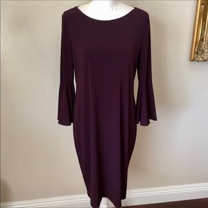 Calvin Klein bell sleeve plum sheath dress like new condition size 14